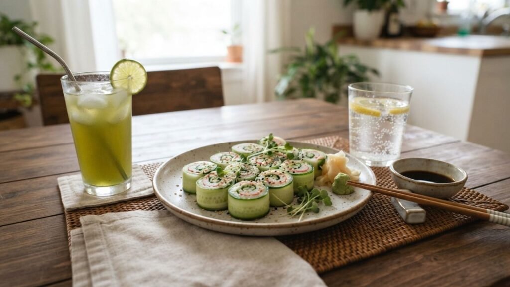 Kani Naruto with refreshing drinks