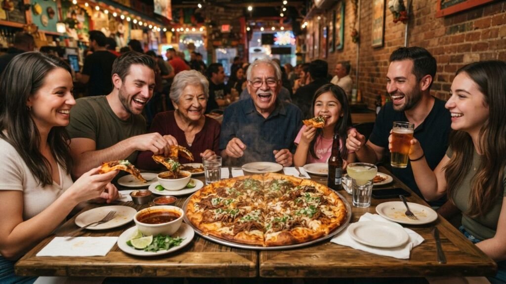 Birria pizza slices for sharing