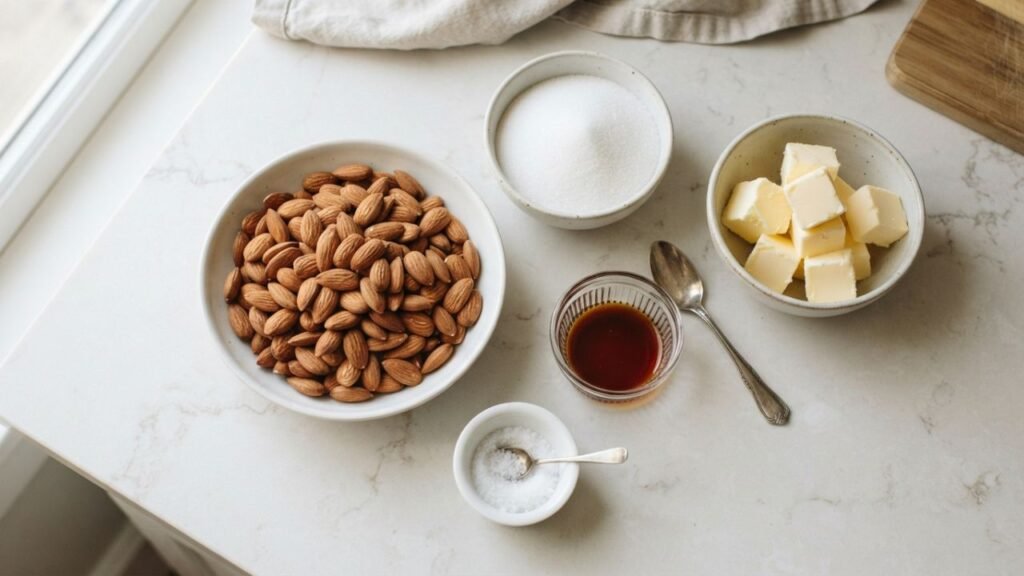 Ingredients for making Almond Nut Brittle